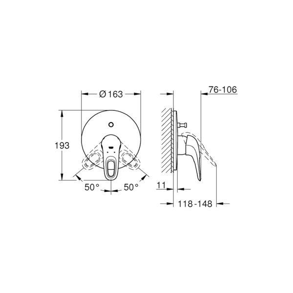 Смеситель однорычажный для душа GROHE Eurostyle 2015 белая луна