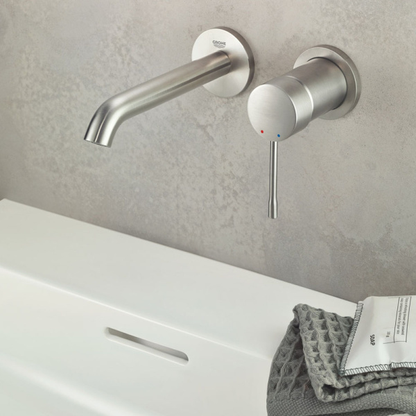 Внешняя часть смесителя для раковины GROHE Essence на 2 отверстия, M-Size, суперсталь (19408DC1)