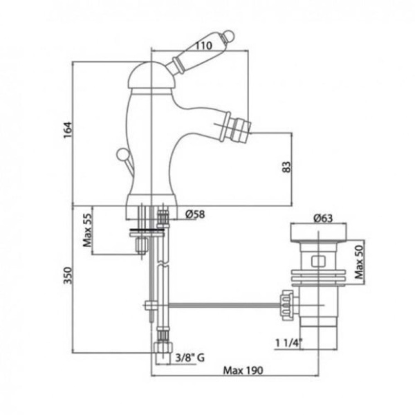 Смеситель для биде Fiore Imperial black89OO5321