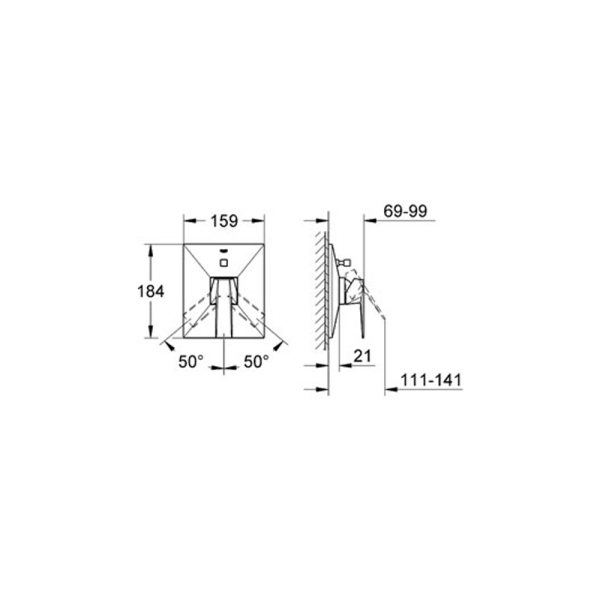 Смеситель для ванны (Внешняя часть смесителя) GROHE Allure Brilliant, настенный, хром