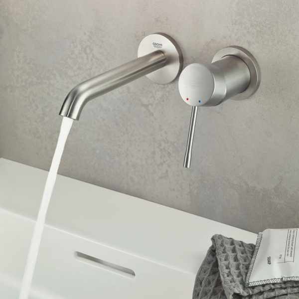 Внешняя часть смесителя для раковины GROHE Essence на 2 отверстия, M-Size, суперсталь (19408DC1)