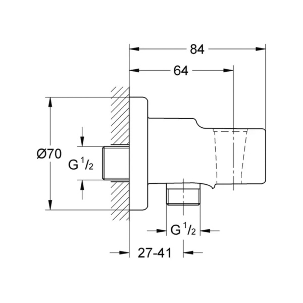 Подключение для душевого шланга, GROHE Relexa, с держателем, хром, (28628000)