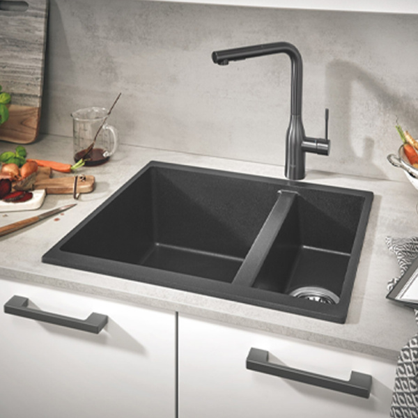 Мойка GROHE K500 с 1,5 чашей, 555 x 460 мм, черный гранит (31648AP0)
