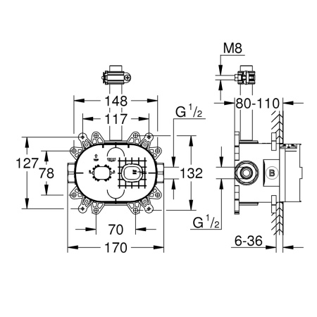 Встраиваемая часть верхнего душа GROHE Rainshower SmartControl (26264001)