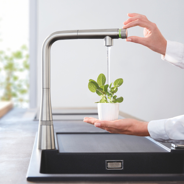 Смеситель для кухонной мойки GROHE Zedra SmartControl с вытяжным изливом, хром (31593002)