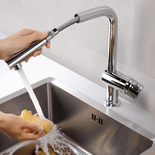 Смеситель для кухонной мойки GROHE Minta Touch сенсорный с вытяжным изливом, хром (31360001)