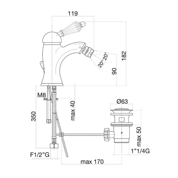 Смеситель для биде Fiore IMPERIAL-SKY  (SWAROVSKI) (82CR5321)