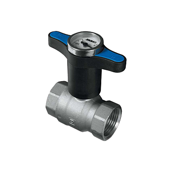 Шаровой кран HERZ T с синей рукояткой
