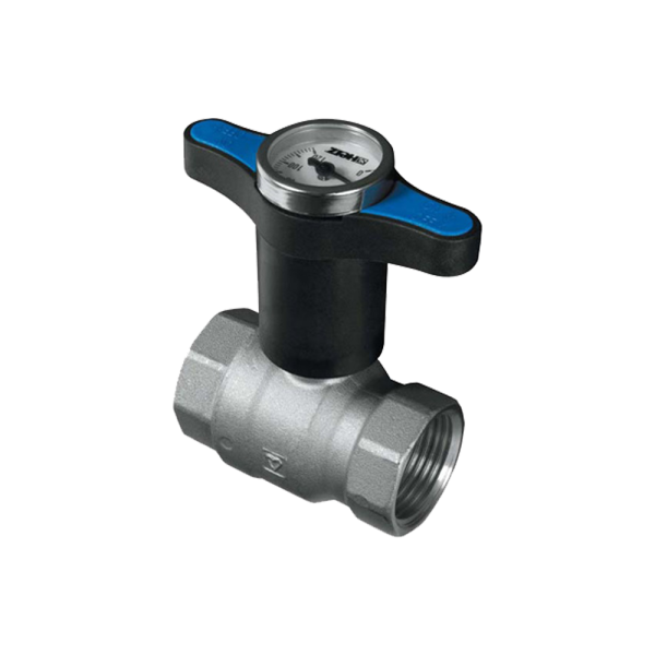 Шаровой кран HERZ T с синей рукояткой