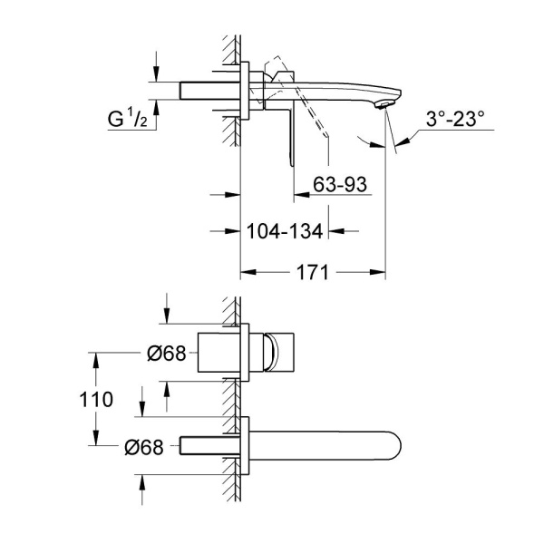 Внешняя часть смесителя для раковины GROHE Eurostyle Cosmopolitan на 2 отверстия, хром (19571002)