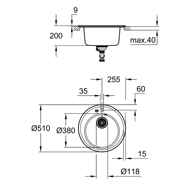 Мойка GROHE K200 с одной чашей, серый гранит (31656AT0)
