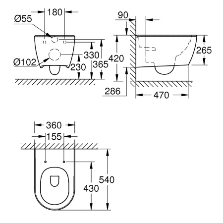 Унитаз GROHE Essence подвесной, с покрытием PureGuard, альпин-белый (3957100H)