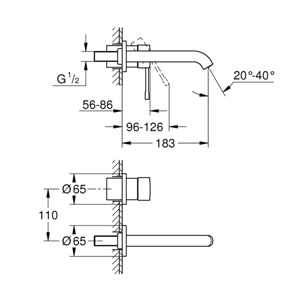 Внешняя часть смесителя для раковины GROHE Essence на 2 отверстия, M-Size, теплый закат глянец (19408DA1)