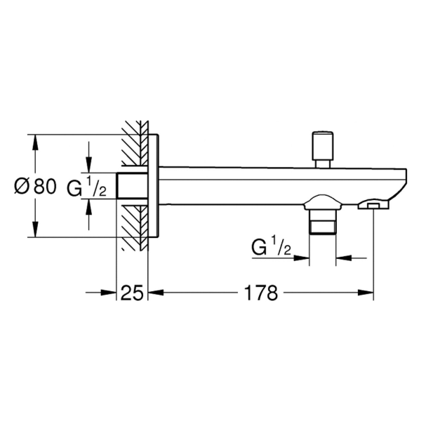 Излив для ванны Grohe BauContemporary с переключателем