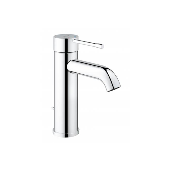 Смеситель для раковины GROHE Essence+ с низким изливом и донным клапаном, хром