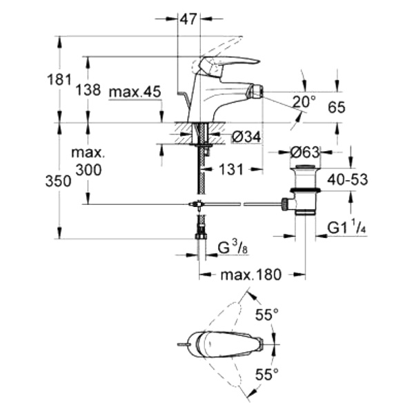Смеситель для биде GROHE Eurodisc хром (33184001)