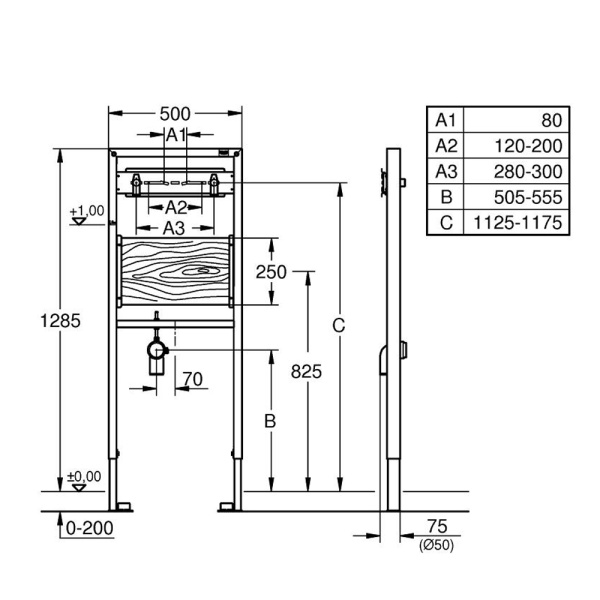 Инсталляция для литой раковины и смесителя GROHE Rapid SL (38544000)