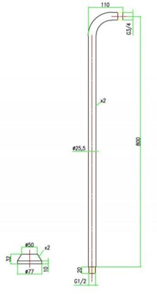 Трубы для установки смесителя для ванны в пол  Fiore	35PAP000 /	35PAPOO0 	