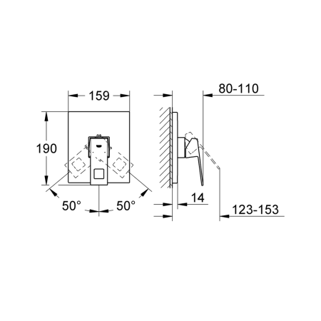 Внешняя часть смесителя для душа GROHE Eurocube 