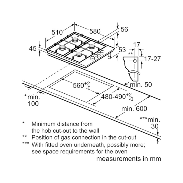Газовая варочная панель Bosch 