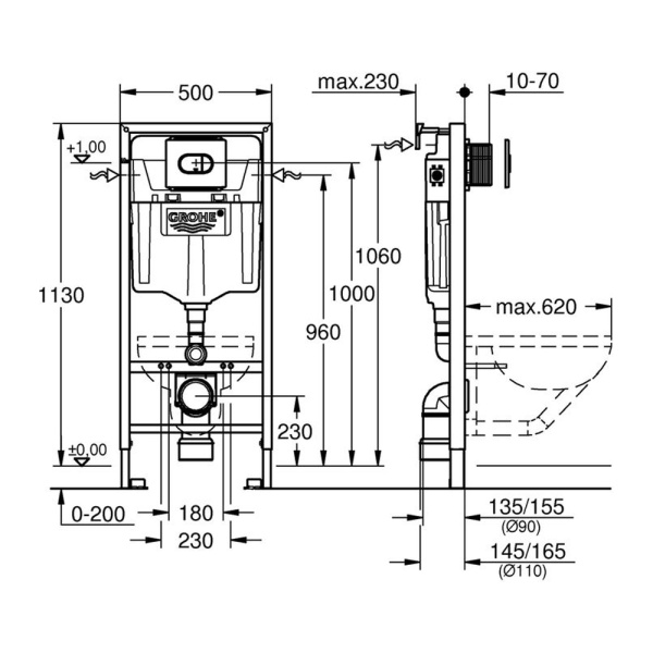 Инсталляция для подвесного унитаза Grohe Rapid SL (38728001)