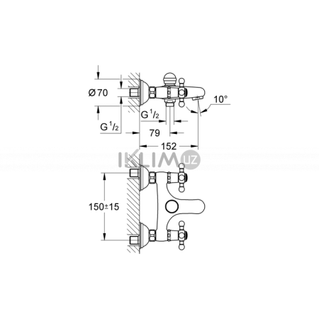 Смеситель для ванны GROHE Sinfonia, хром