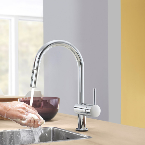 Смеситель для кухонной мойки GROHE Minta Touch сенсорный с вытяжным душем, хром (31358002)