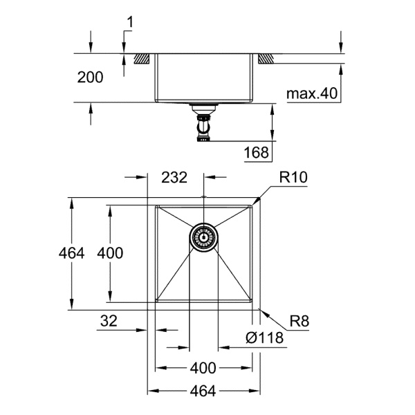 Мойка, GROHE K700, нержавеющая сталь, (31578SD1)