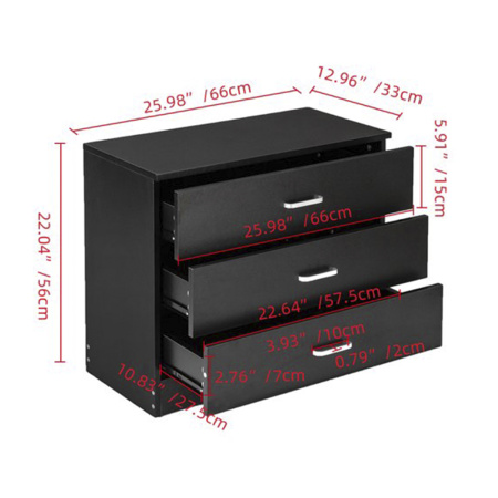 Прикроватная тумбочка Urhomepro с 3 выдвижными ящиками 