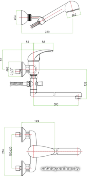 Cмеситиель для ванны  Fiore 43CR4250 C ручным душем