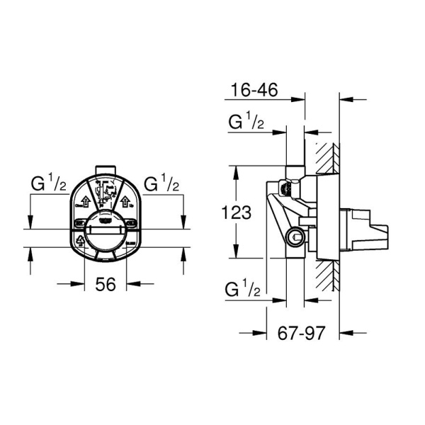 Встраиваемая часть смесителя для ванны и душа GROHE, однорычажный (33963000)
